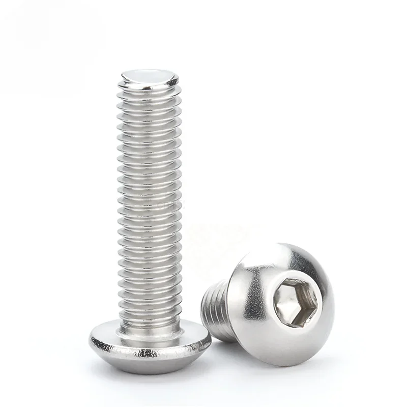 304 Stainless Steel Round Head Socket Head Cap Screws Half Round Cup Bolts M2 M2.5 M3 M4 M5 M6 M8 M10 M12