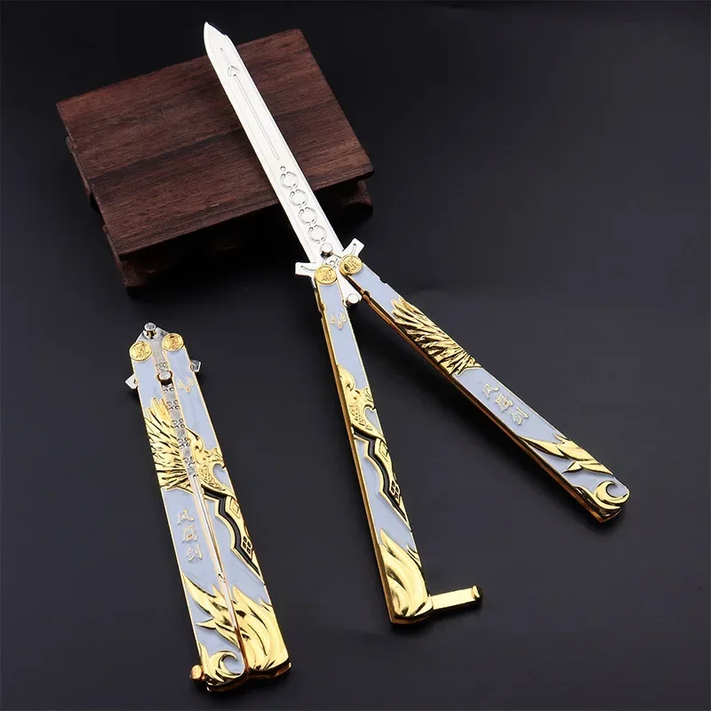 New Animation Game Genshin Impact Butterfly Knife Toy Unsharped Metal Weapon Wolf's Last Road Stick Cyno Weapon Model Gift 3