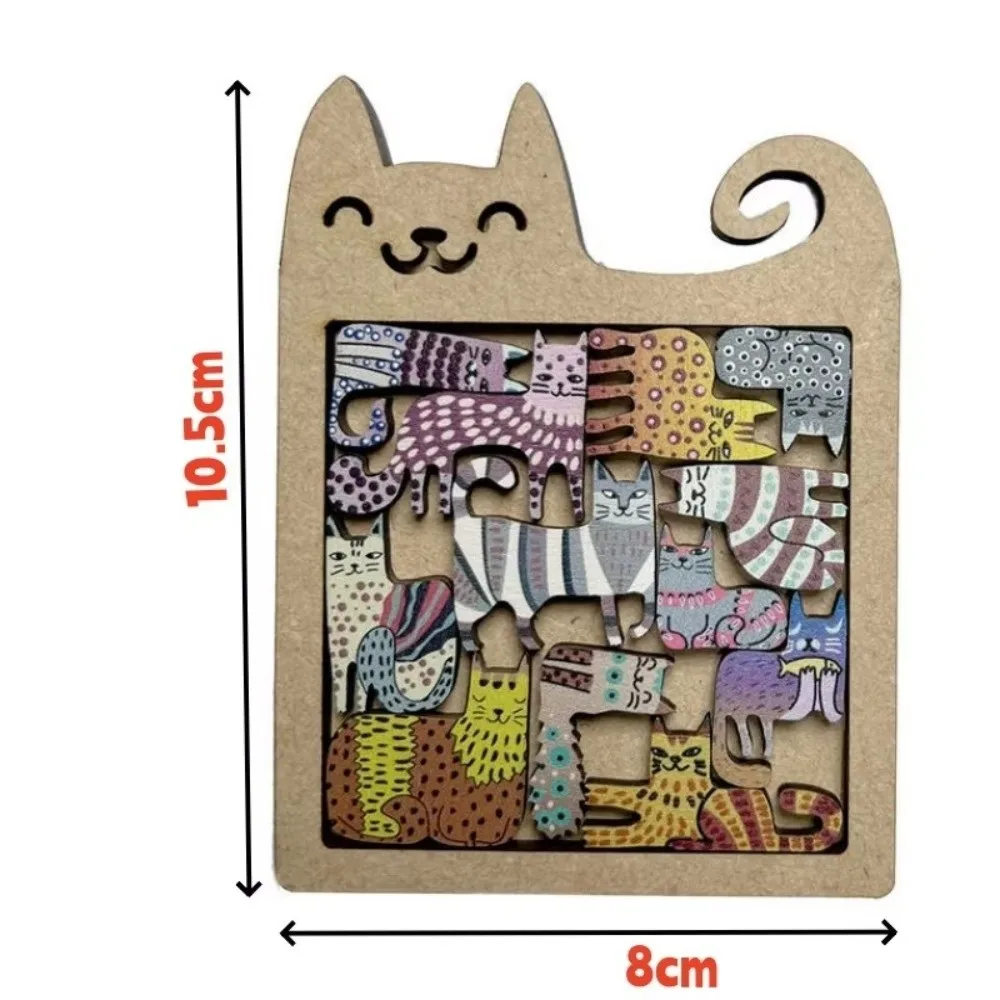 New Irregular Cat Puzzles Colorful Educational Game Brain Teaser Wooden Animal Cats Decorative for Children Birthday Gifts