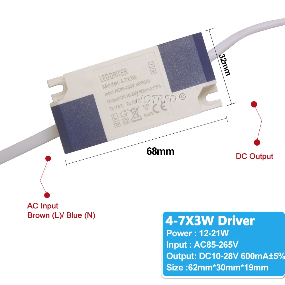 5 Driver LED 600mA 18-30x3W Per Chip Alta Potenza – Alimentatore Per 30 LED Da 3W