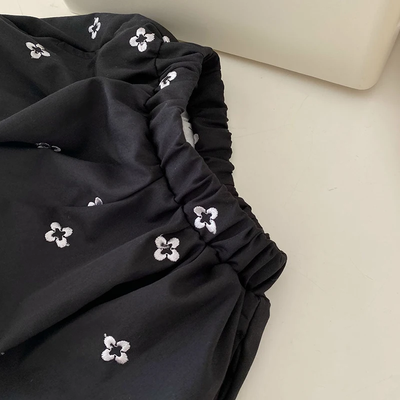 Summer Girls Pants Floral Puffy Shorts Solid Color Children Cotton Bloomers 1-6 Years Kids Shorts