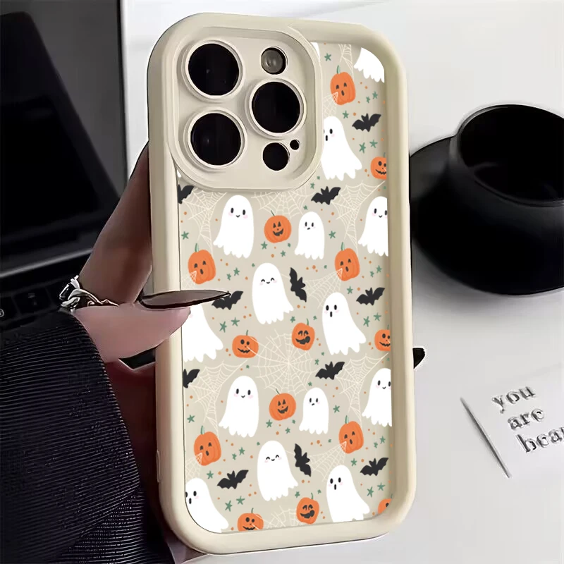 Silicone Halloween Pumpkin Ghost Phone Case - Soft Cover