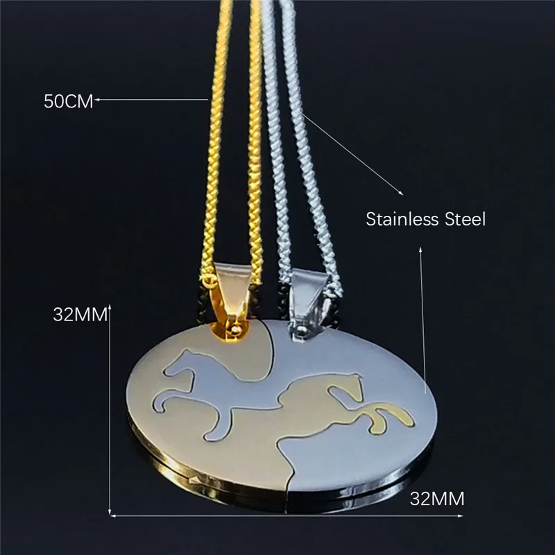 LIKGREAT Collana a ferro di cavallo Cavallo e ragazza Collane ciondolo Amanti cavallo Fascino amicizia Gioielli in acciaio inox Cavallo Regali per ragazze donne Natale Capodanno (Argento