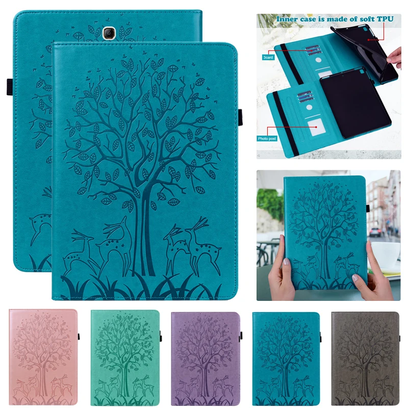 Tablet Funda Per Samsung Galaxy Tab A 9.7 Sm-T550 T555 Custodia Cute Deer Wallet Smart Cover Per Coque Galaxy Tab A Sm T550 Case