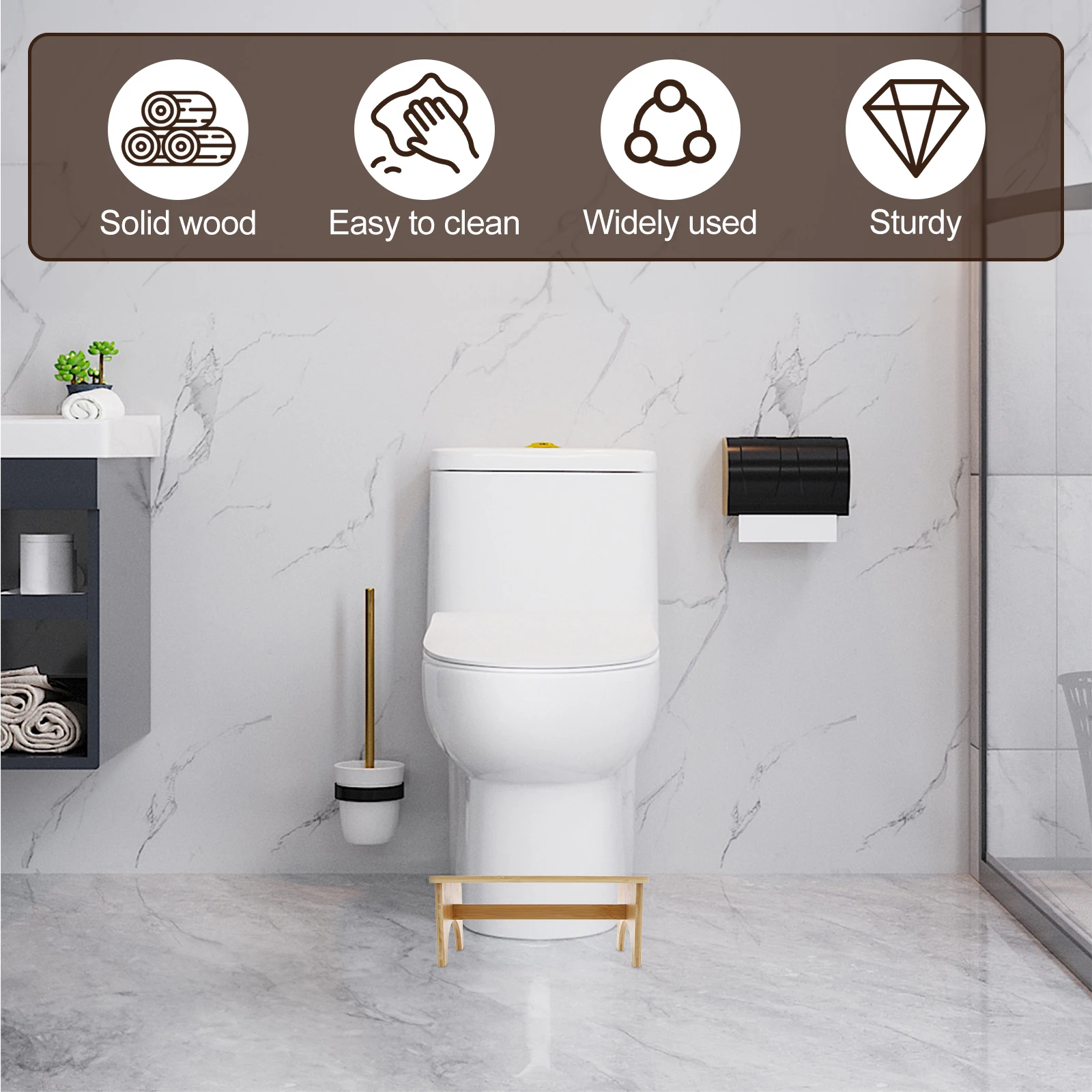 Wooden Toilet Stool Anti Slip Bathroom Helper