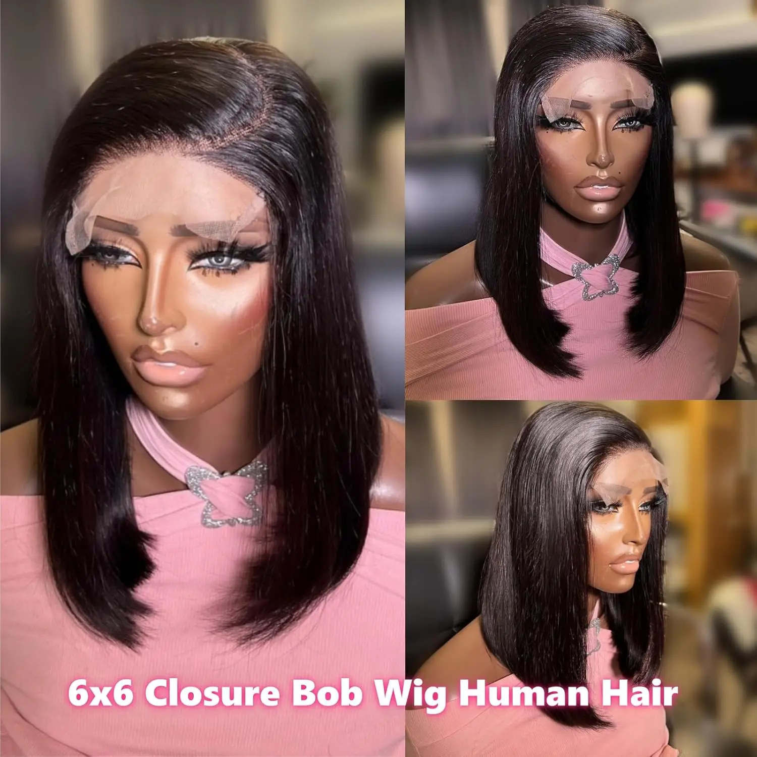 Short Bob Wigs Double Drawn Wear To Go Glueless Vietnamese Straight Wig Human Hair Lace Front Raw Indian 6x6 Hd Lace Bob Wigs