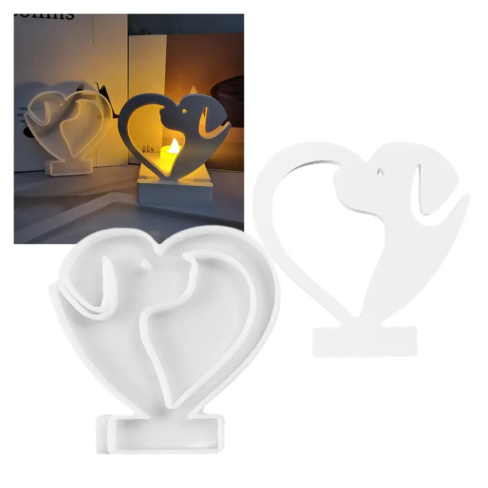 New Love Puppy Candlestick Silicone Mold Candle Holder Plaster Decor Craft Gypsum Mould Molds Resin Casting Home Crafts Too M5V8