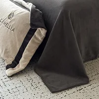 Ensemble de quatre pièces de lit en molleton de lait léger et luxueux, drap de lit en polaire d'hiver, housse de couette, ne hangar pas les cheveux 4