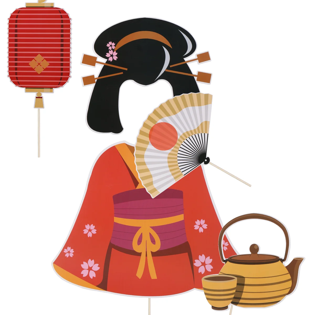 

Japanese Party Photo Booth Props DIY Photo Props Kit Photo Booth Props Handheld Cardboard Photobooth Props