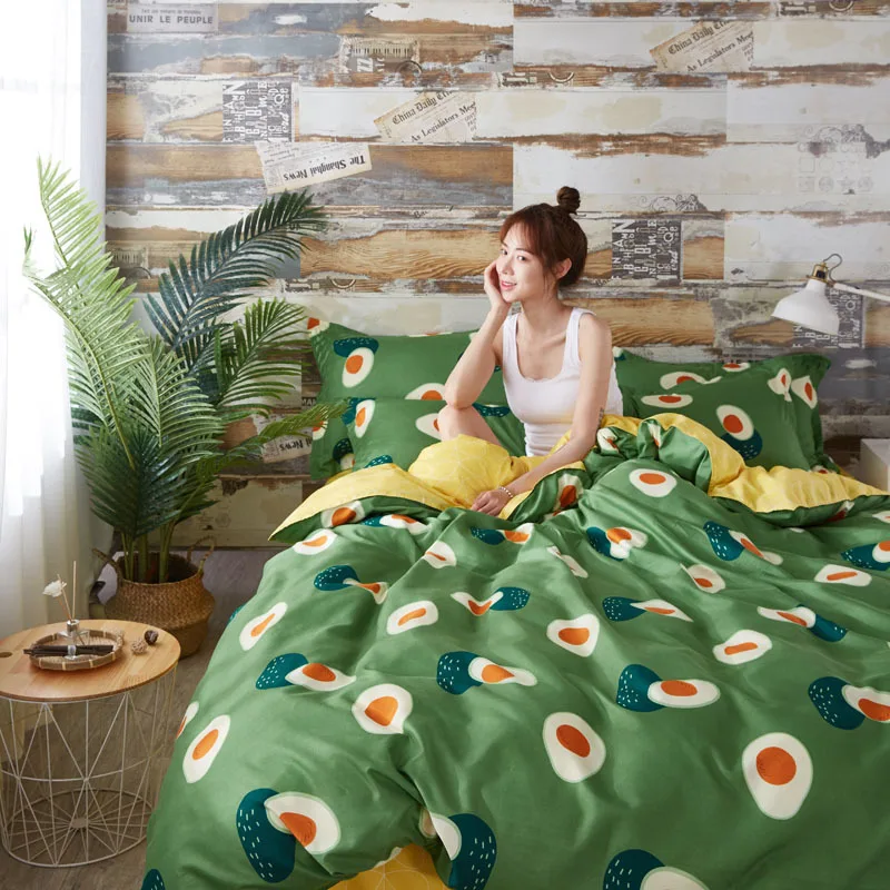 

New Aloe Vera Cotton Four Piece Bed Sheet and Quilt Cover for Students' Home Use Thickened Matted Four Piece Bed Comforter Set