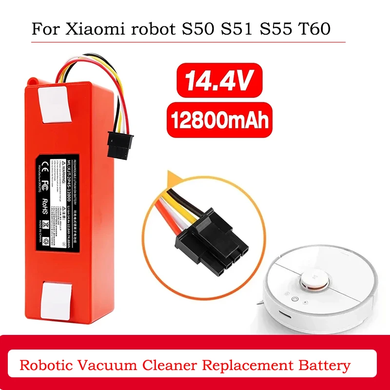 

Оригинальный запасной аккумулятор для робота-пылесоса Xiaomi Roborock S55 S60 S65 S50 S51 S5 MAX S6, 14,4 В, 12800 мАч, запчасти