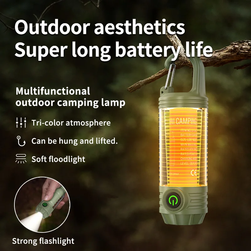 Camping Light Multi Functional Outdoor LED Night Riding light Rechargeable Flashlight Night Light Waterproof Travel