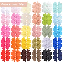 Sweet Candy Color Bow Hair Clip Set for Baby Girls - Cute Ribbon Hairpin Hair Accessories & Gifts (60pcs)