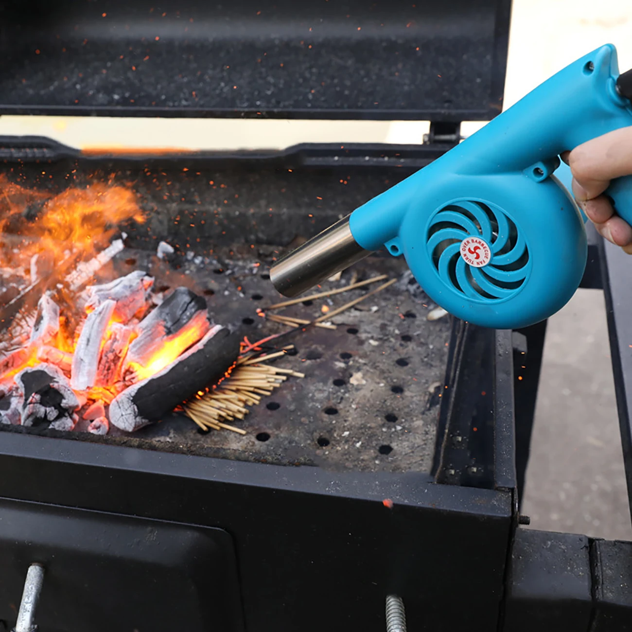 Fireplace Portable Electric Cooking BBQ Fan Air Blower,Charcoal Grill Campfire Outdoor Heating
