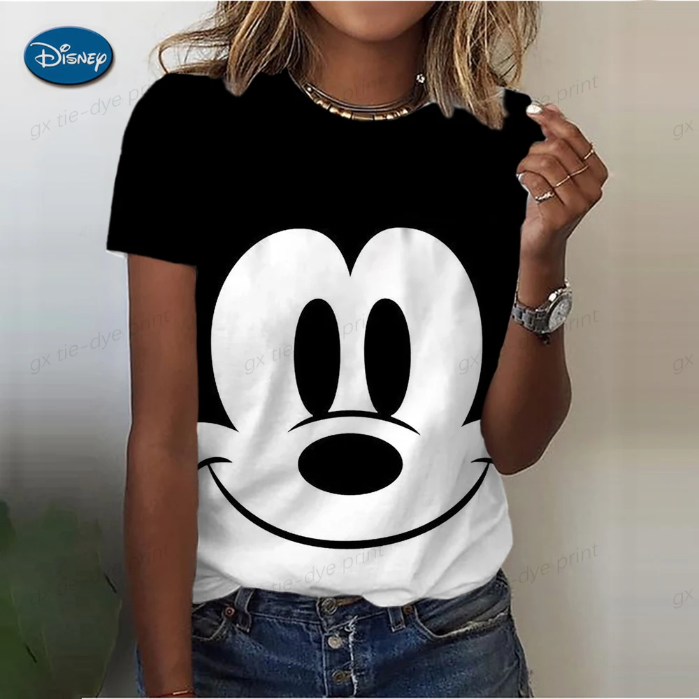 

Women Mickey Mouse cartoon T Shirt Girl Casual Round Neck Short Sleeve Clothes Female disney character Tops