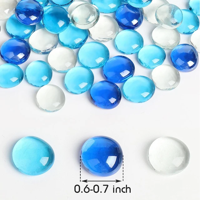 Flat Glass Marbles 1Lb, 100PCS Fill 0.3L Vol. Premium Blue Mixed Color Flat  Gems Fish Tank Rocks Vase Filler Beads Table Scatter - AliExpress