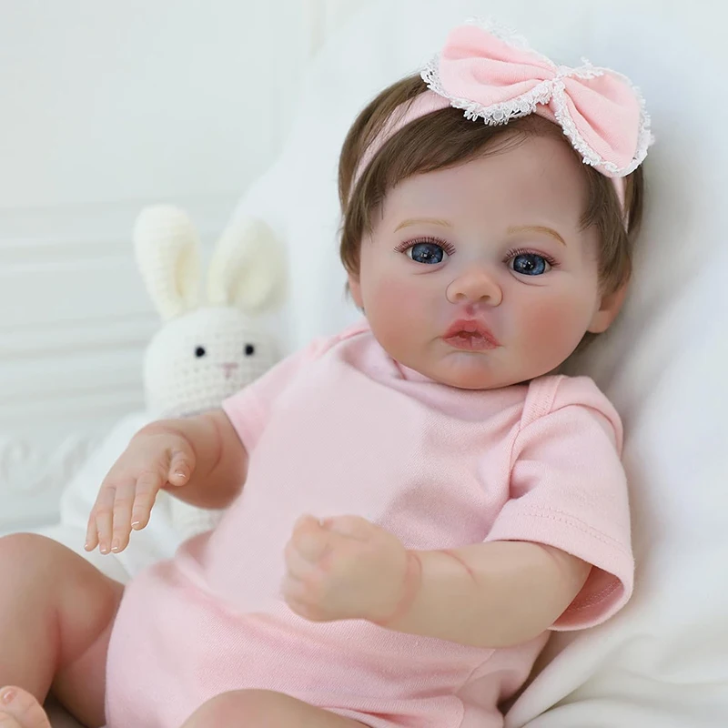 

48cm Realistic Cotton Body Baby Doll Meadow with Planting Hair Lifelike Vinyl Alive Doll