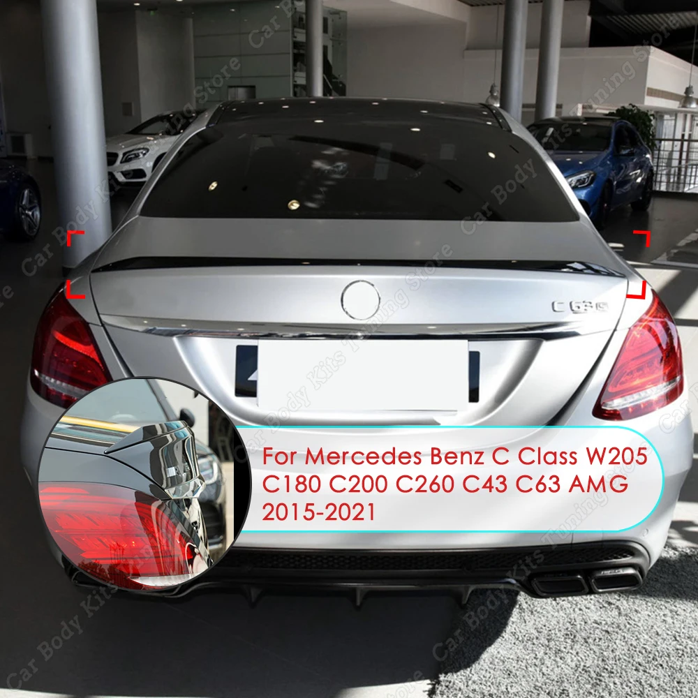 

For Mercedes Benz C Class W205 2015-2021 C180 C200 C260 C43 C63 AMG Car Rear Trunk Lid Tail Wing Spoiler Splitter Body Trim