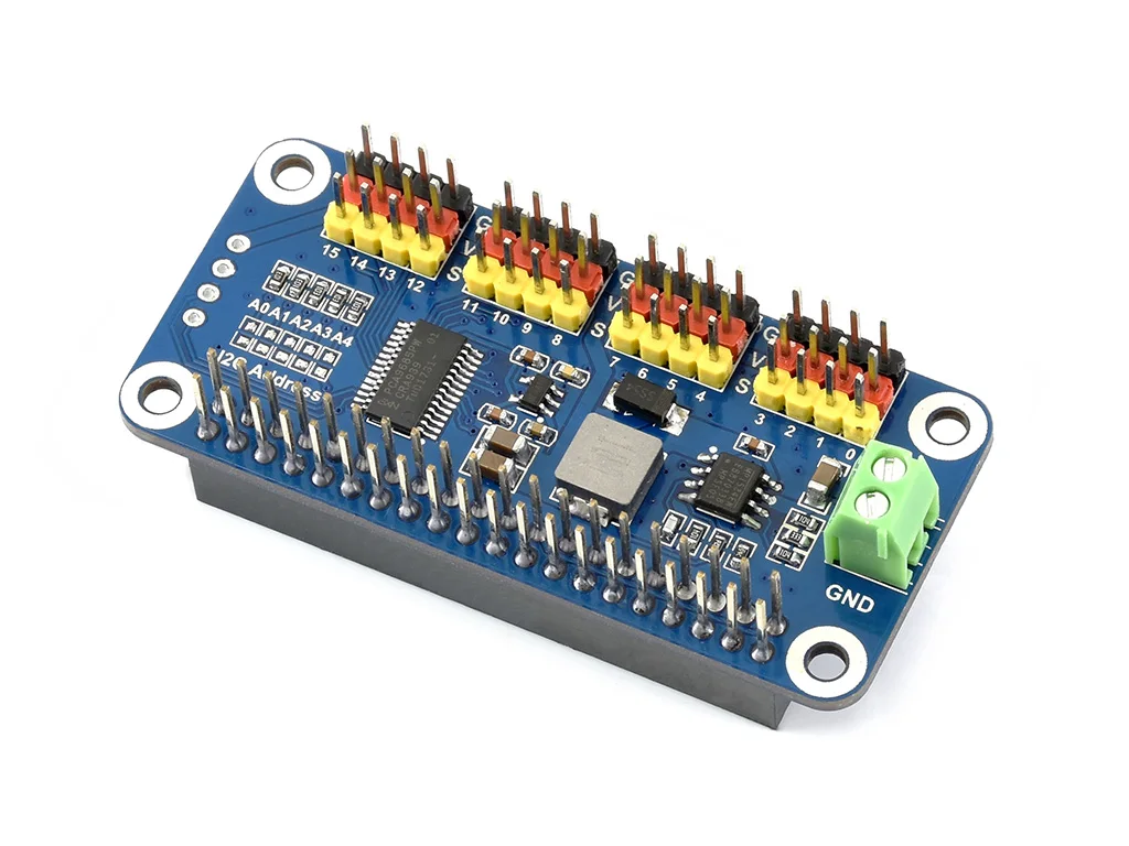 

Крышка сервопривода, для Raspberry Pi, 16 каналов, 12 бит, интерфейс I2C, прямой контактный разъем, поддержка обычных сервоприводов