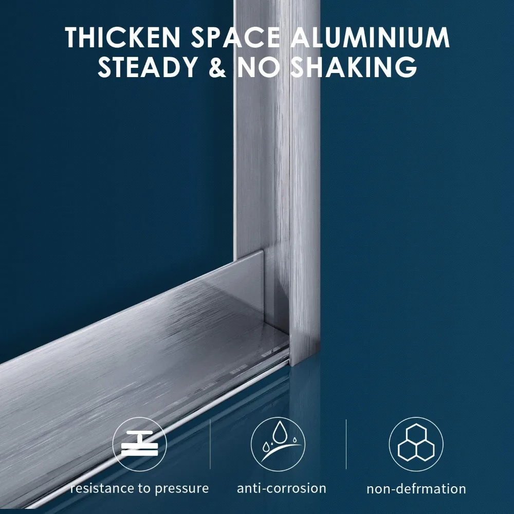 Glass Sliding Shower Door 48" W X 72" H Semi-Frameless Sliding Shower Door 1/4" Clear Glass Shower Doors 5