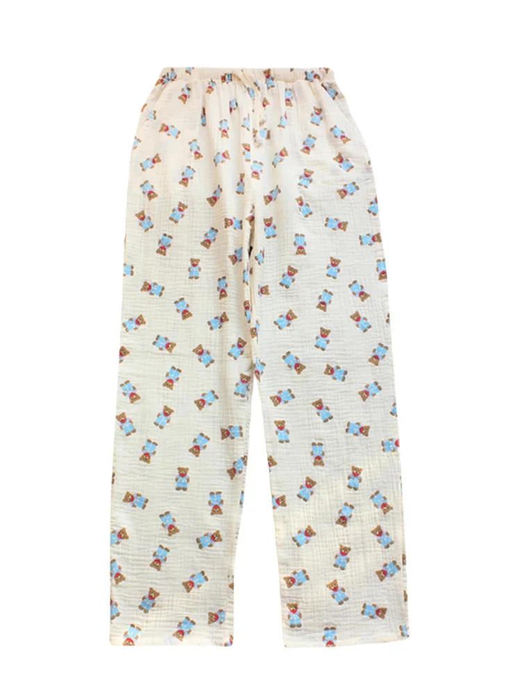 Tulip Summer Mosquito-Resistant Loose Thin Cartoon Cute Women's Sleepwear Pants Casual Home Leisure High Waist Long Pants_voghion.com