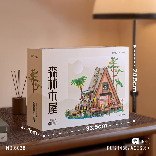 1486PCS Forest House building blocks with LED light Tree Cabin Display Set Buildable brick Kit for Nature Lovers Adults Kids 4