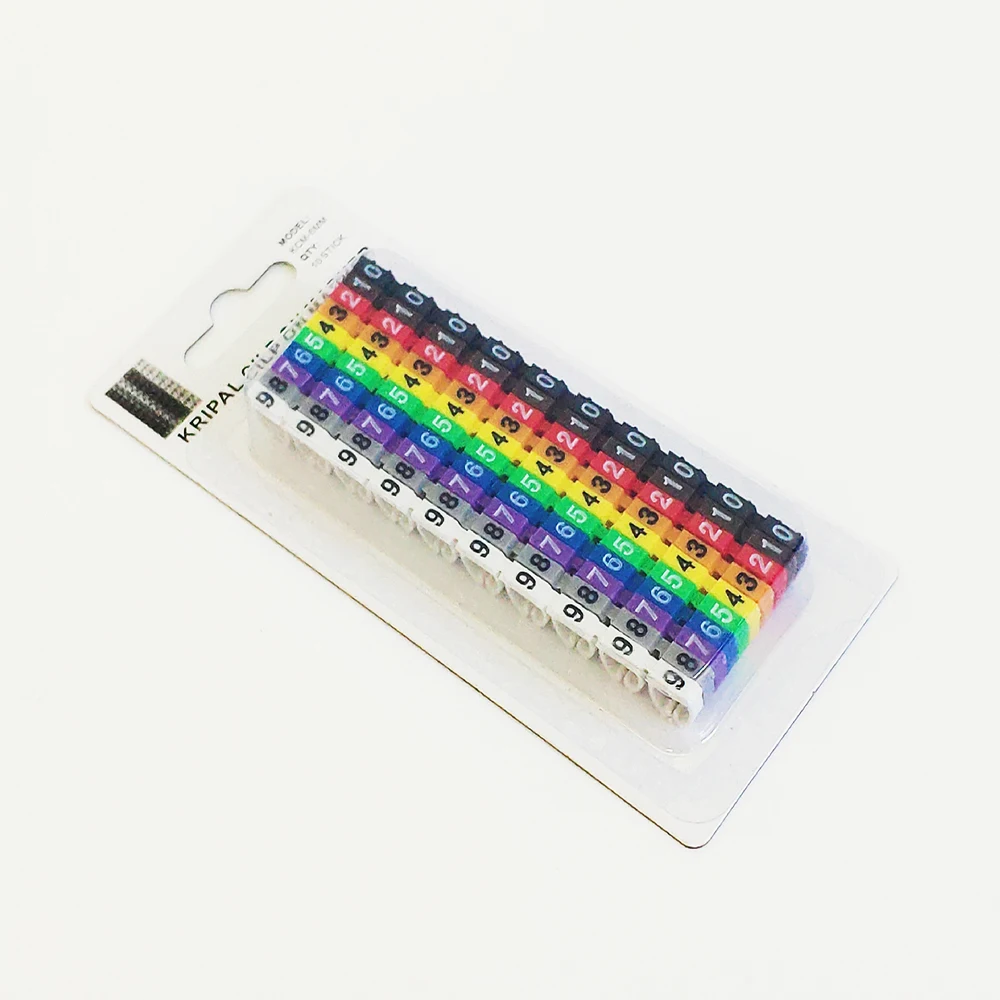 케이블 마커 와이어 라벨 EC-0 EC-1 500개 마크 번호 와이어 09 색상별 2.5 sqmm 절연 PVC 케이블 라벨 케이블 슬리브