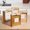 Bamboo Food Dispenser 2L Kitchen Organizer Food Storage Container Cereal Dispenser for Pantry Organizer Organization 4
