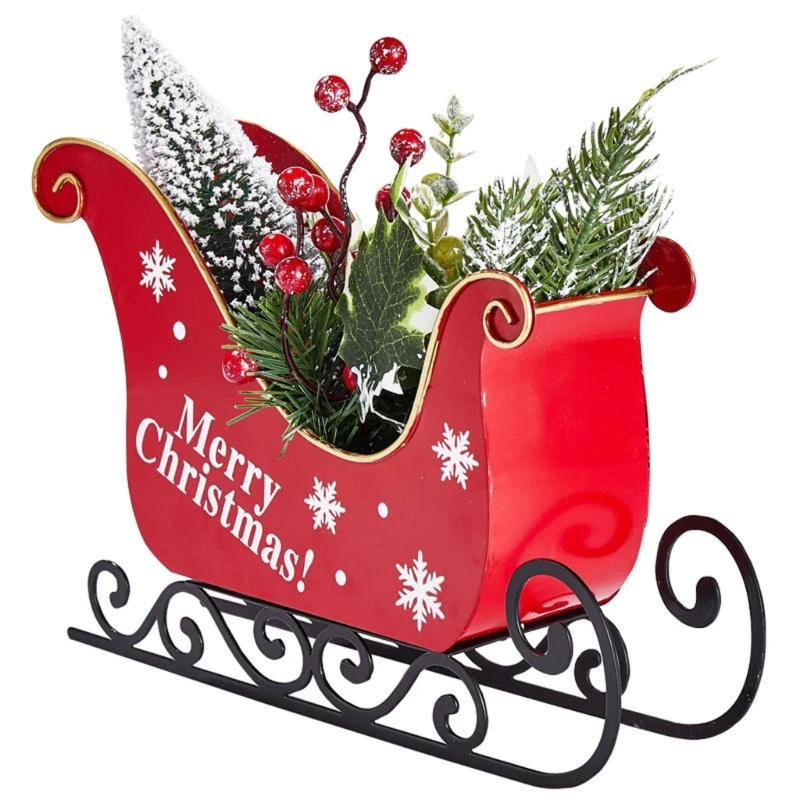 

D0AD Рождественские украшения для металлических саней с праздничной вечеринкой на фестивале рождественской елки