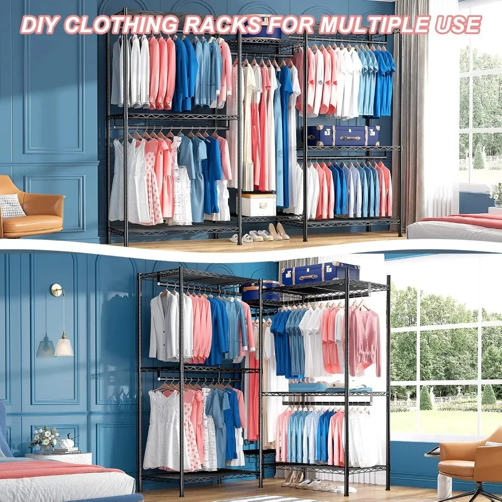 Clothes Rack Clothing Rack 900 LBS Clothing Racks for Hanging Clothes Heavy Duty Clothes Rack Freestanding Wardrobe Closet 4