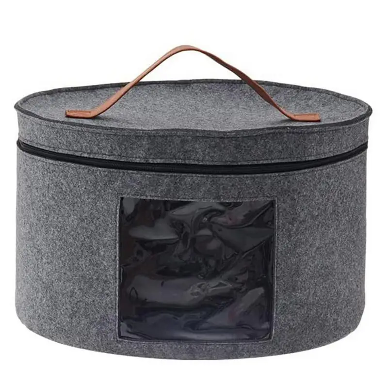 

Hat Storage Bag Home Furnishings Clothes Quilt Felt Transparent Dustproof Storage Bucket with Lids Portable Organizer Case