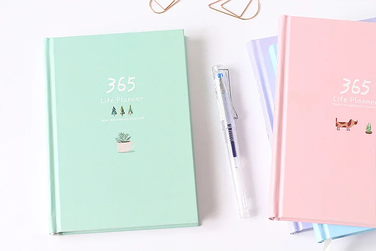 Colorful Illustrated Yearly Planner & Journal Diary - Daily Life Record Book & Stationery Gift