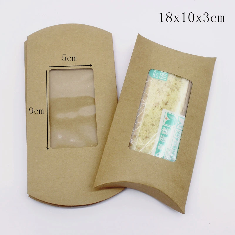 Multi size 10Pcs 18x14x4cm/15x10x3cm 2022 New DIY Kraft Paper window Pillow Box Necklace Jewelry Display Clear Pvc Pillow Box