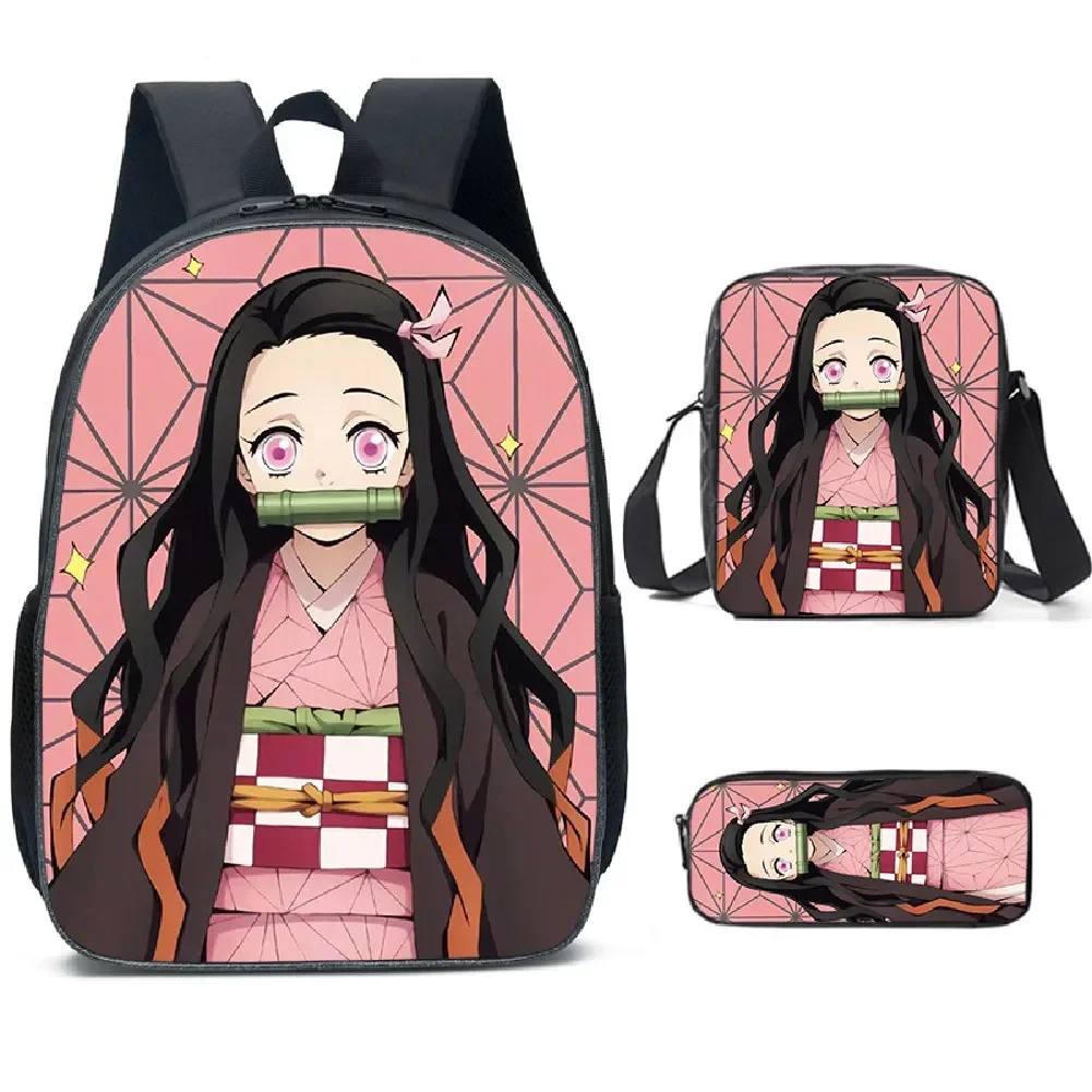 Demon Slayer: Kimetsu No Yaiba Nezuko Schoolbag Backpack Student Backpack One Piece Drop Shipping Three Piece Set