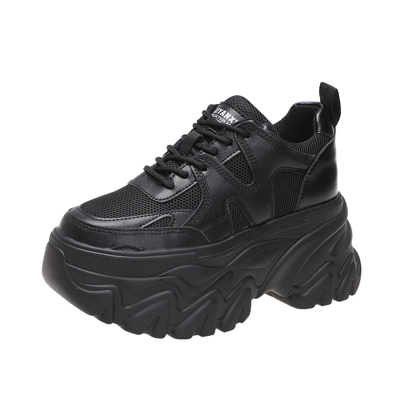 

Модные женские кроссовки на массивной подошве, увеличивающие рост, 9 см, теннисная обувь на платформе для женщин, дышащая Спортивная обувь для папы на толстой подошве