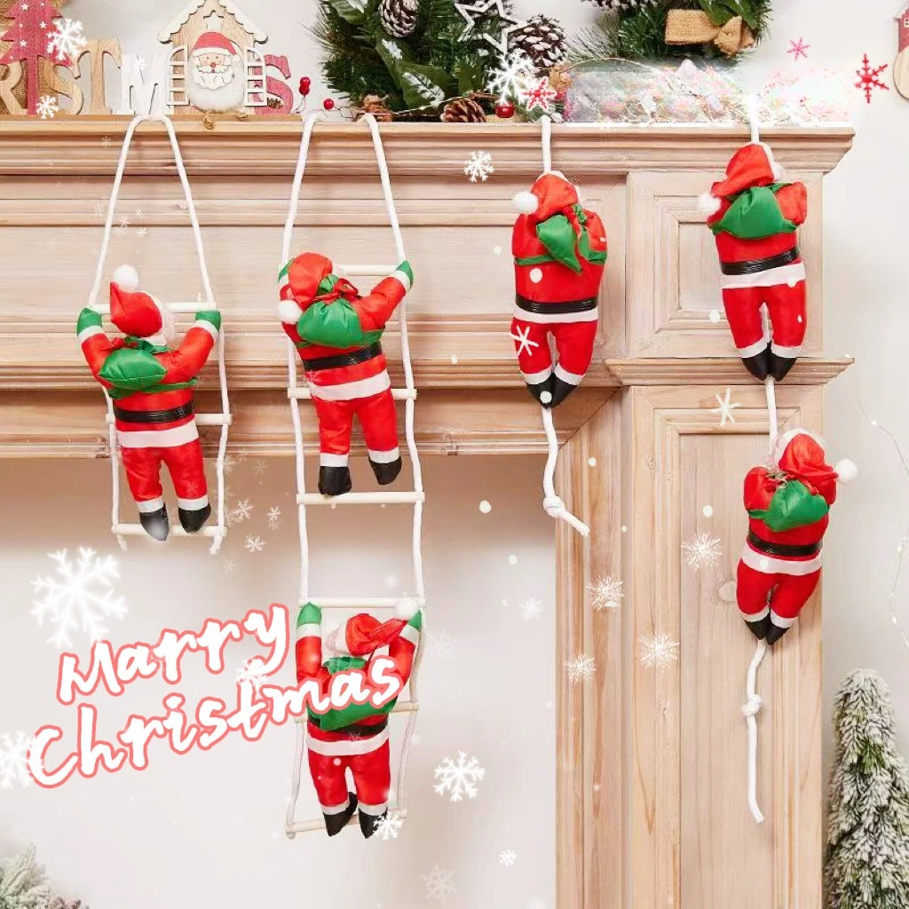 Christmas Santa Claus Climbing Ladder Doll Christmas Tree Hanging Decoration Indoor Door Wall Christmas Pendant New Year Gifts