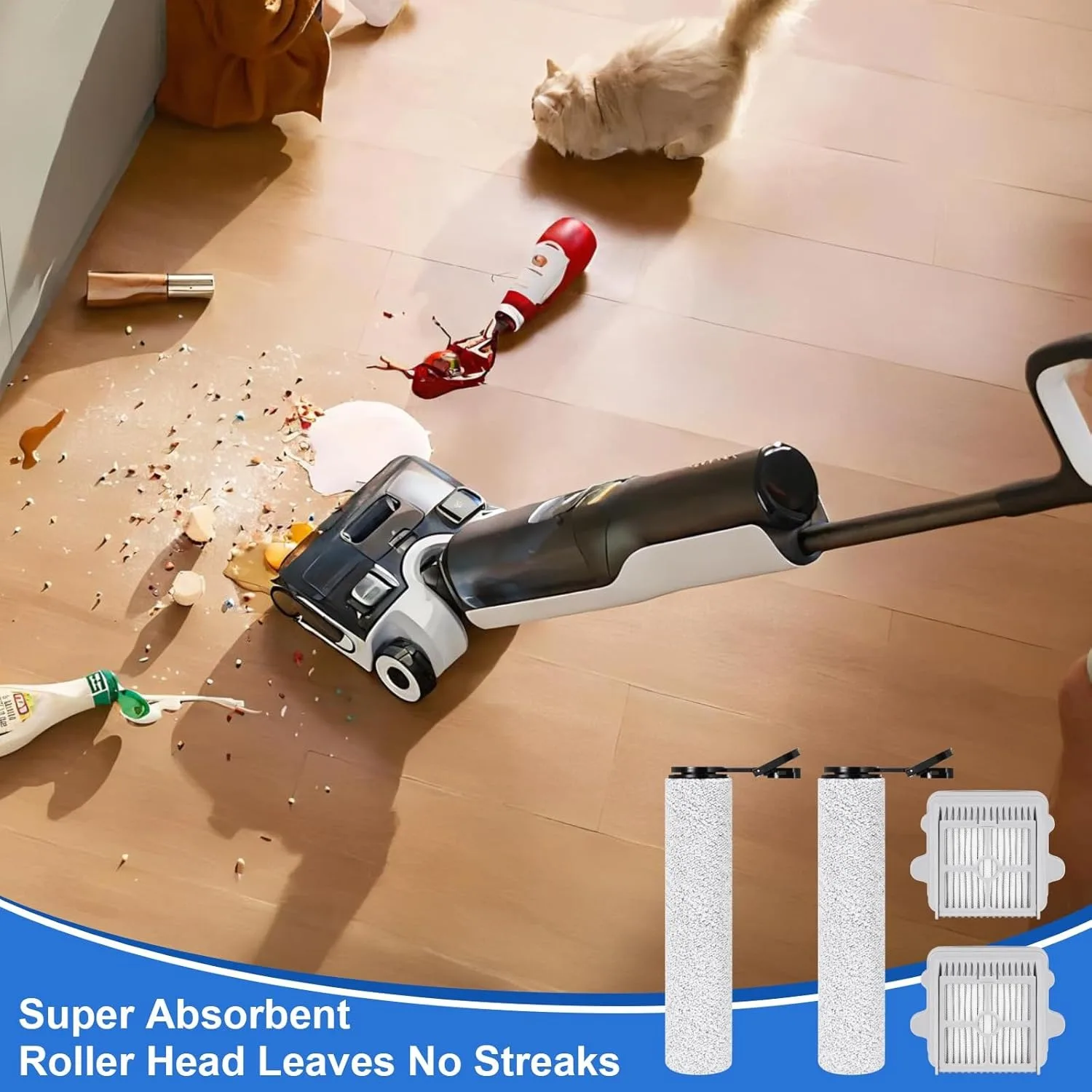 Für Roborock F25 ACE, F25 Ultra, F25 Combo/ ALT/ LT/ RT/ GT/ XT/ BX Nass Ersatzbürstenrolle für Nass- und Trockensauger – Detail 5