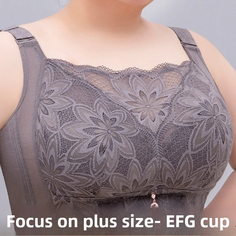 Ultra-thin BCDEFG Full Cup Adjustable Gathered Bra Anti-sagging Summer Large Chest Appears Small Lace For Women Anti-emptied_voghion.com