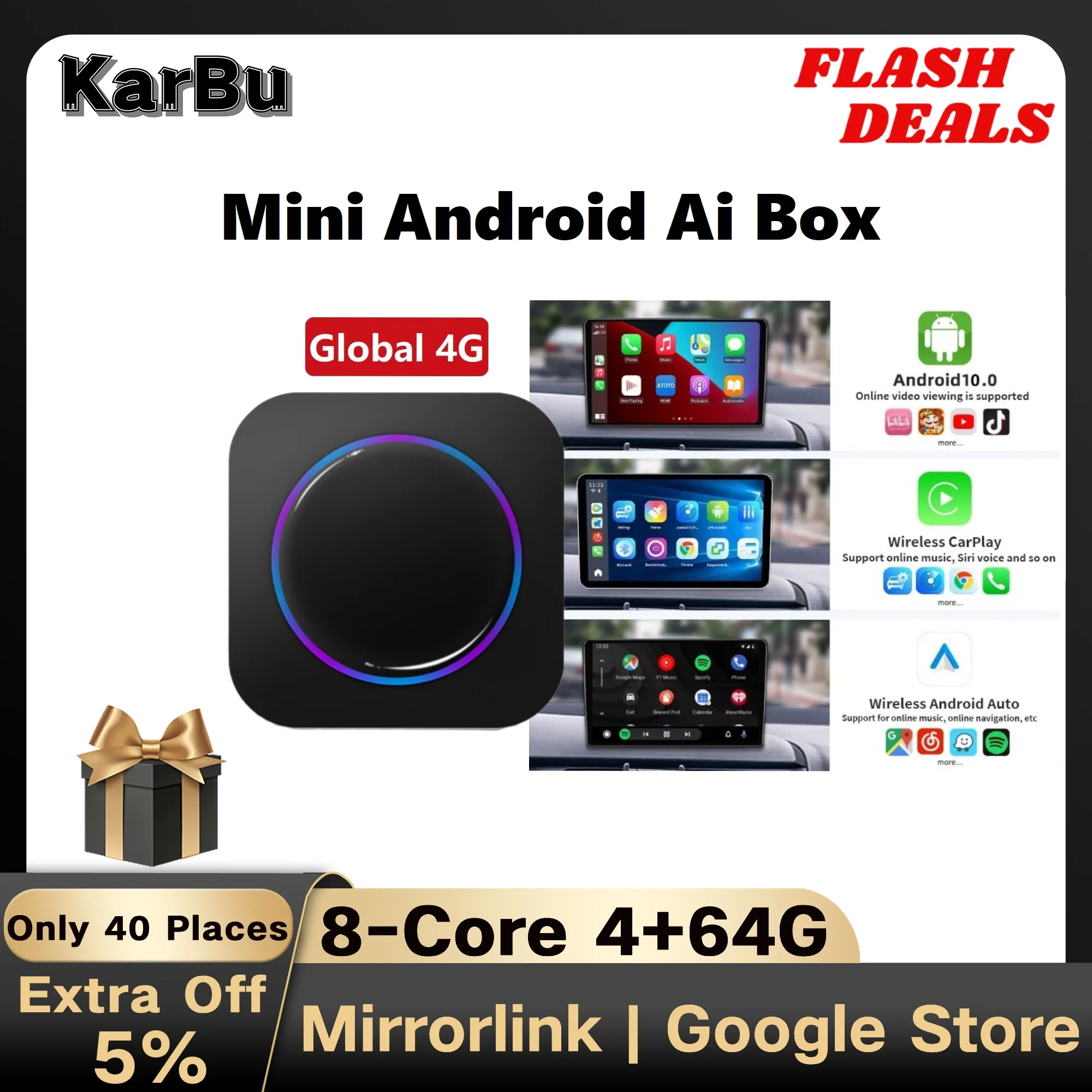 

Apple Carplay Wireless Android Auto Adapter Mini Ai TV Box Car Play Intelligent System Inalambrico Dongle Iptv Streaming Player