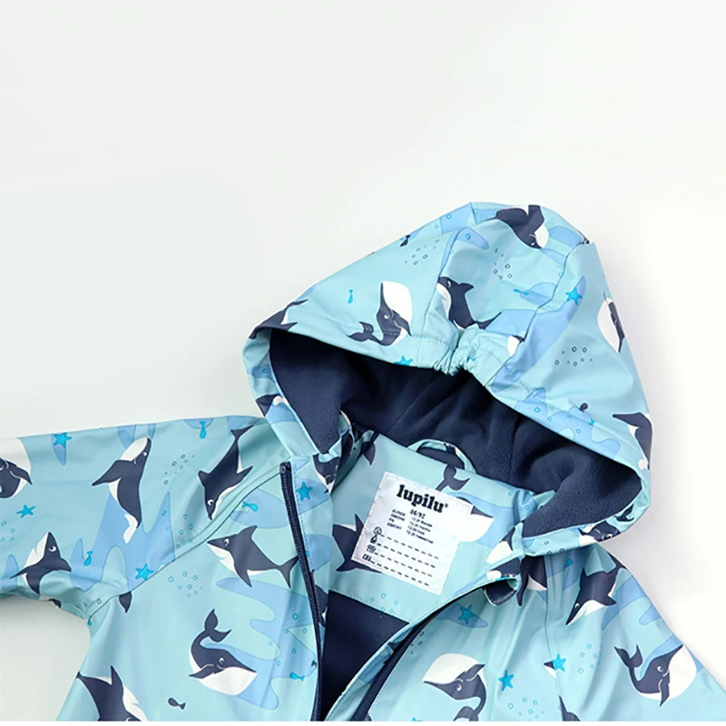Waterproof Fleece Boy Clothing Set Hooded Rain Sport Girl Suits Winter Children Costume Overalls Coat Clothes Rainwear kids clothing set girls clothing set kids sports suit boys clothing set children sports suit