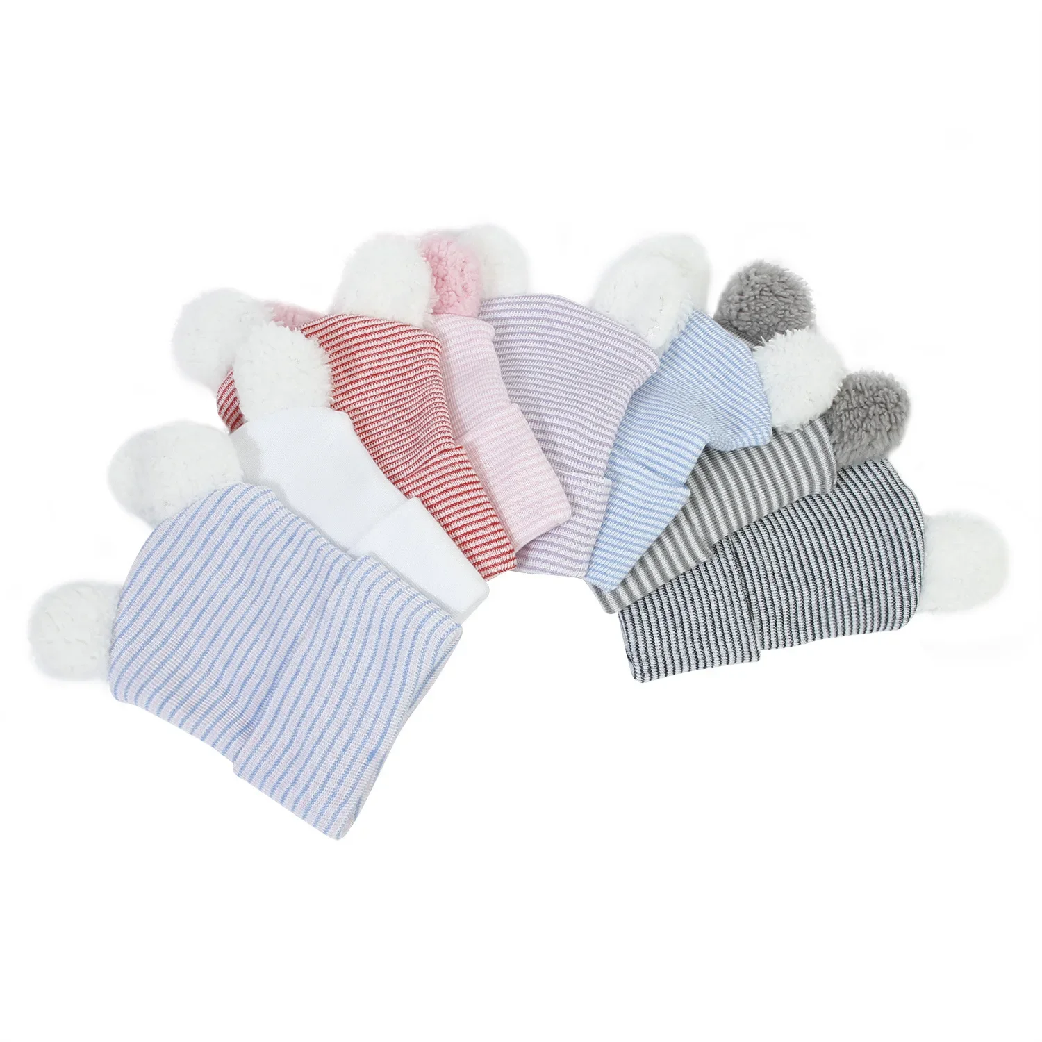 Newborn Cotton Striped Hat New Born Hospital Turban Beanie Baby Girls Cartoon Bear Toddler Soft Bonnet Bebes Warm Headwrap 0-6M 3