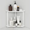2-Tier Multifunctional Corner Storage Shelf Metal Bathroom Cosmetic Kitchen Spice Rack Office Home Counter Organizer 2