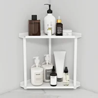 2-Tier Multifunctional Corner Storage Shelf Metal Bathroom Cosmetic Kitchen Spice Rack Office Home Counter Organizer 2