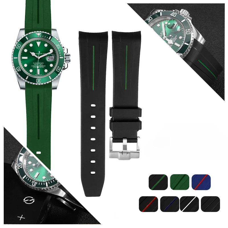 Per Rolex Black Water Ghost Green Submariner Air Overlord Series Accessori In Silicone Gmt Rubber Cinturini Da 20Mm Da Uomo