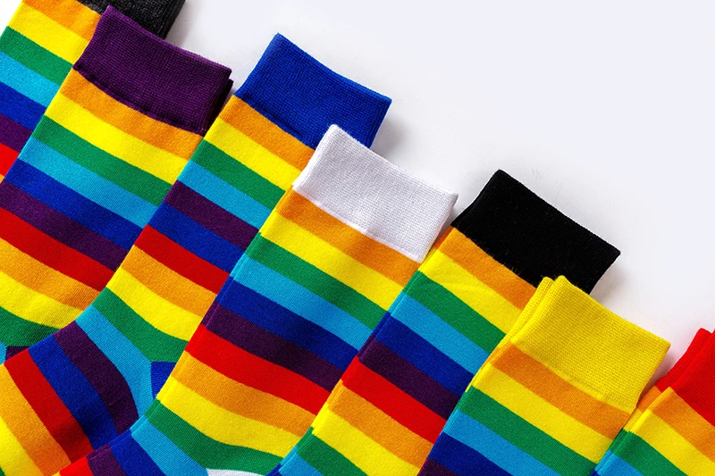 6/7 Pairs Klassische Frauen Socken Regenbogen Socken Gestreiften Elastizität Weibliche Baumwolle Socken Retro Atmungsaktive Casual Harajuku Crew Socken – Detail 8