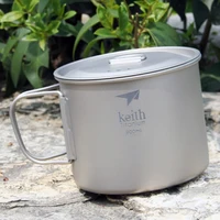 Keith 900ml Portable Outdoor Camping Hiking Travel Titanium Water Cup Titanium Mug With Lid Foldable Handle Ti3209 2