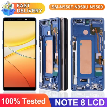 Nota 8 Display Schermo Con Cornice Per Samsung Note8 N950F N950U N950W N950FD Display LCD Touch Screen Digitizer Assembly