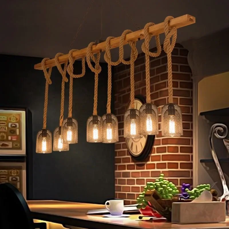 SAMAN American Country Pendant Lamp Retro Creativity Plant Music Restaurant Cashier Counter Bar Cafe Milk Tea Shop Chandelier 4