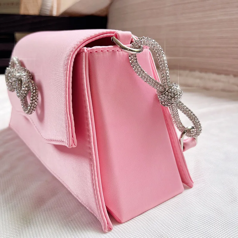 Handle Shining Crystal Rhinestones Evening clutch Bag Purses handbag luxury Designer silver bow Shoulder Bag Hobo Bags party bag