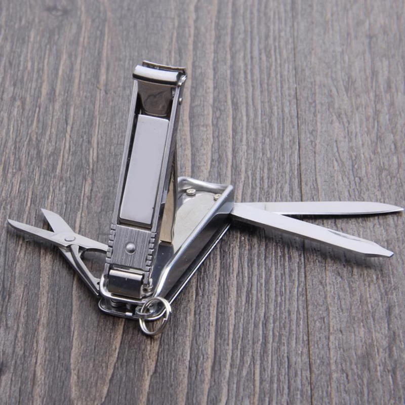 5 In 1 Multi functional Folding Manicure Nail Clipper Stainless Steel Scissors Lima Knife With Key tools
